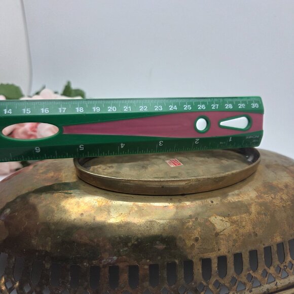 Vintage Brass Oval Shaped Bowl Vanity Tray  Reticulated Design Footed MCM - Picture 8 of 12